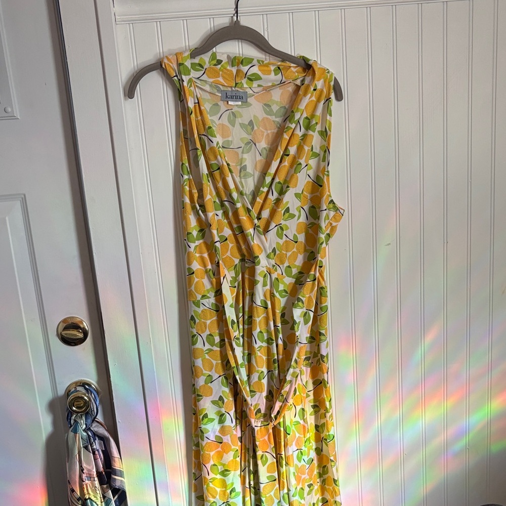 Karina Lemon print wrap dress 3X